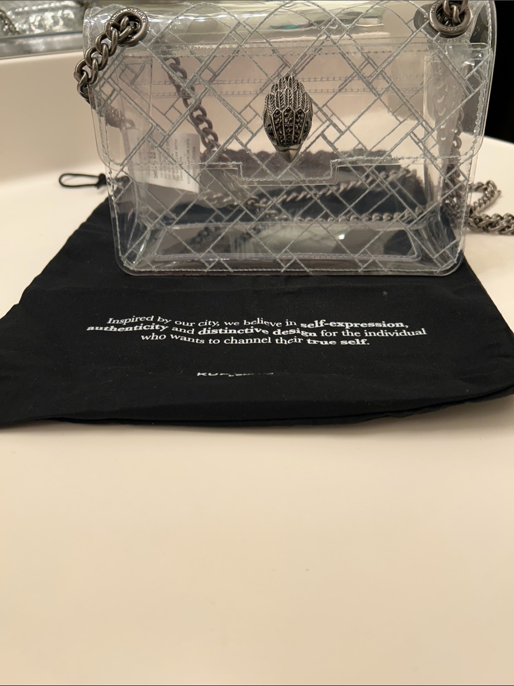 Kurt Geiger Clear Crossbody with Gunmetal Claw Clasp
